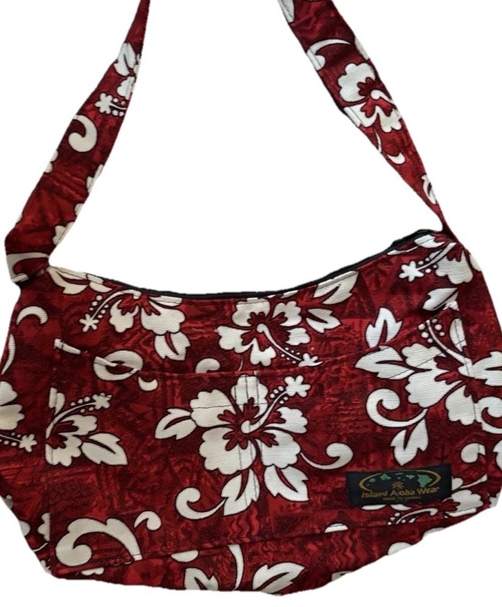 VtG Y2k Island Aloha Wear Red Hawaiian Sling Bag Purse Made Hawaii Polynesian